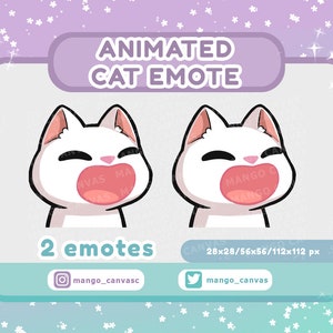 Geanimeerde witte kat-emote: pop-emote