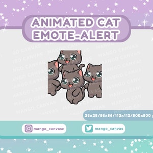 Geanimeerde grijze kat emote-waarschuwing/inval-emote-waarschuwing