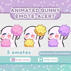 Geanimeerde emotemelding konijn/ emotemelding pompom