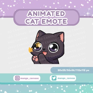 Geanimeerde zwarte kat-emote-klap-emote