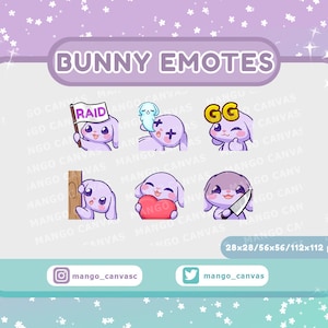 Twitch Emotes-Purple Bunny Emotes Set 1