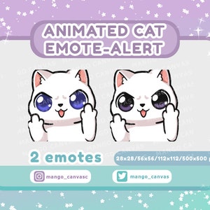 Alerta de gesto de gato blanco animado/Alerta de gesto de dedo medio
