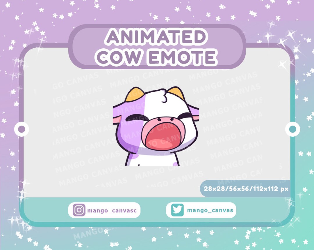 Animated purple cow emote pop emote etsy