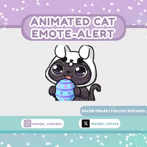 Geanimeerde zwarte kat-emotemelding/Easter Egg-emotemelding