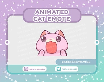 Animated Pink Cat Emote-lick emote