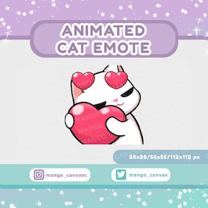 Geanimeerde witte kat-emote-hart-emote