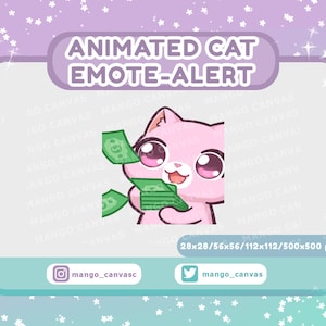 Animated Pink Cat Emote Alert /Money Emote-Alert #2