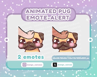 Animated Pug Emote-Alert /Head Pat Emote-Alert