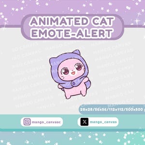 Geanimeerde roze kat emote-waarschuwing/spin-emote-waarschuwing