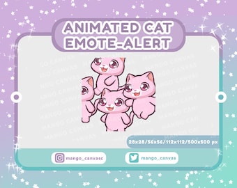 Animated pink Cat Emote Alert /Raid Emote-Alert