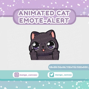Geanimeerde emotemelding zwarte kat/emotemelding middelvinger