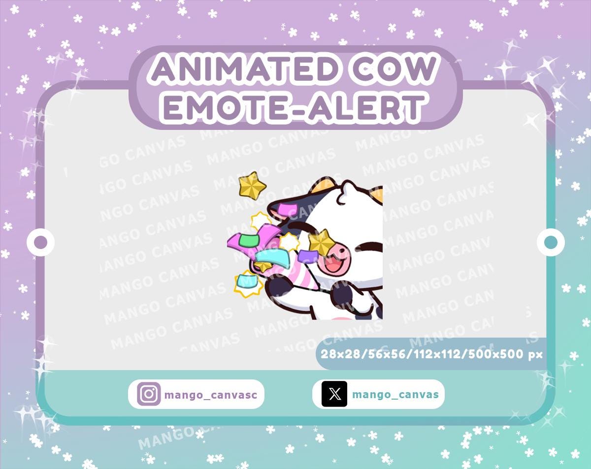 Animated cow Emote Alert /Party Emote-Alert