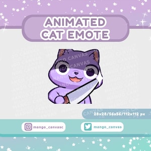 Geanimeerde paarse kat emote-mes-emote