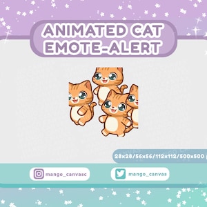 Geanimeerde oranje kat emote-waarschuwing/inval-emote-waarschuwing