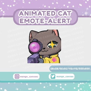 Alerta de gesto de gato gris animado / Alerta de gesto de francotirador