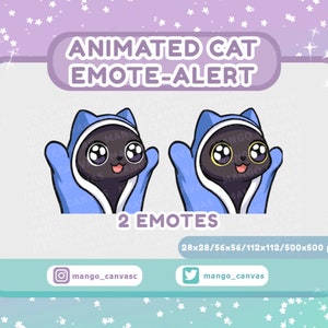 Geanimeerde zwarte kat-emote-waarschuwing / Blankies-emote-waarschuwing