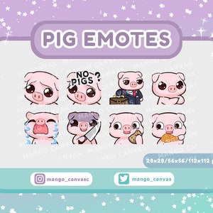 Emoticones de Twitch: Conjunto de 9 emotes de cerdo
