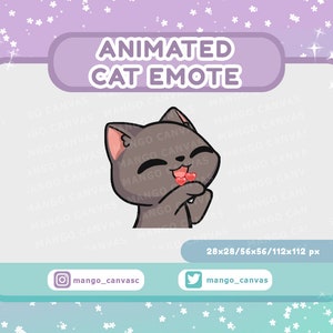 Geanimeerde grijze kat-emote-kus-emote
