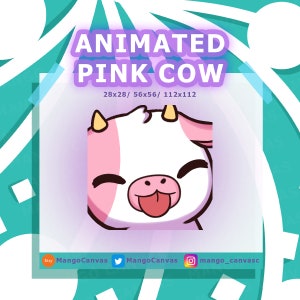 Geanimeerde roze koe - lik-emote-waarschuwing