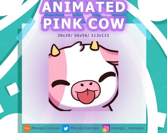 Animated Pink Cow -Lick Emote-Alert