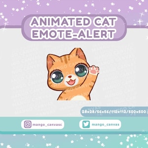 Animierte orange Katze Emote Alarm / Hallo Emote Alarm