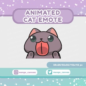 Animated Gray Cat Emote-lick emote