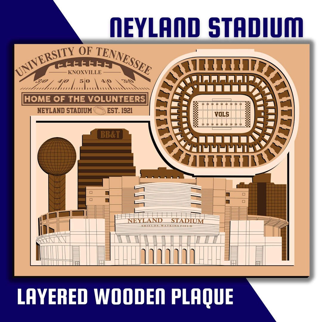 Neyland Stadium - Home of the Tennessee Volunteers - Layered Wooden ...
