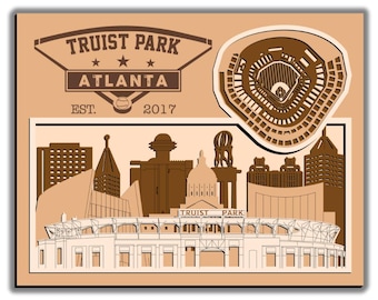 Truist Park - Home of the Atlanta Braves - Layered Wooden Stadium with the Inside View of the Ballpark