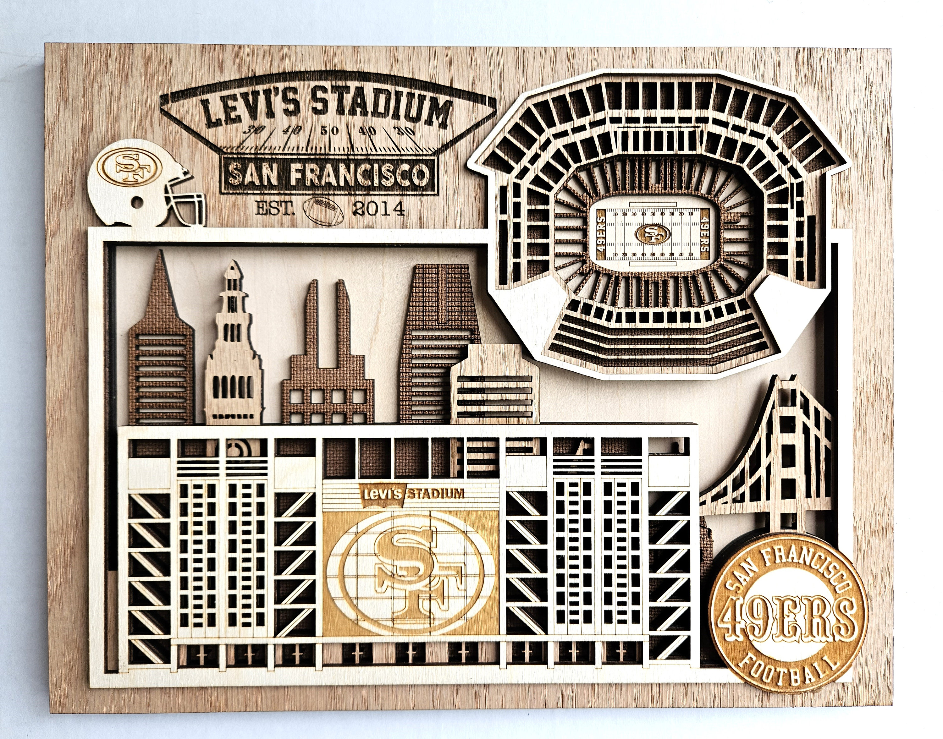 Levi's Stadium Home of San Francisco 49ers Football Layered Wooden Stadium  Replica With San Francisco Skyline 