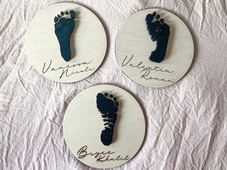 Actual Baby Footprint / Handprint Sign, Personalized Footprints, 3D