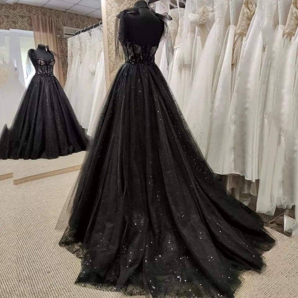 black shimmer evening gown