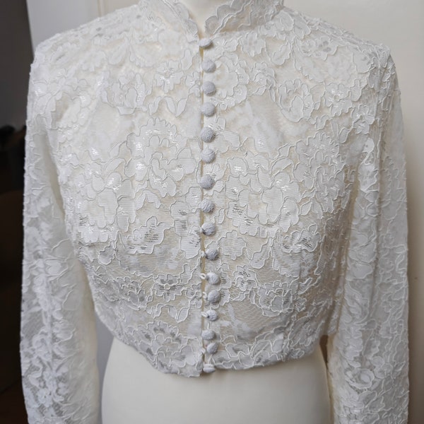 Wedding dress jacket,high collar bridal jacket, long sleeve bolero, lace bolero, bridal bolero, bridal bolero with buttons