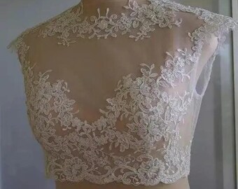 Wedding dress top, bridal jacket, sleeveless bolero, bridal bolero, lace wedding dress jacket