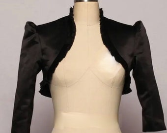 Satin bridal jacket, bolero for wedding dress, satin bolero, 3/4 sleeves satin bolero, shrug, fully lined