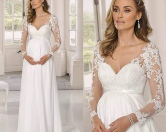 Chiffon wedding dress, maternity wedding dress, maternity wedding gown, wedding dress, custom made dress, plus size wedding dress