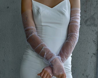 Removable dress sleeves, wedding sleeves of the shoulder,  tulle sleeves for bridal gown, attachable sleeves