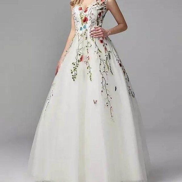 Floral Wedding Dress - Etsy UK