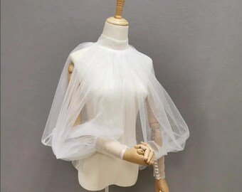 Tulle detachable sleeves, wedding accessories,  bridal gown sleeves