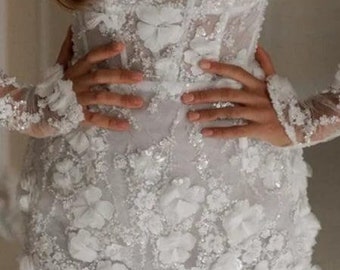 MINI abito da sposa, abito da sposa in pizzo, abito da sposa boho beach con spalle scoperte, abito da sposa corsetto, mini abito da sposa, abito formale lucido