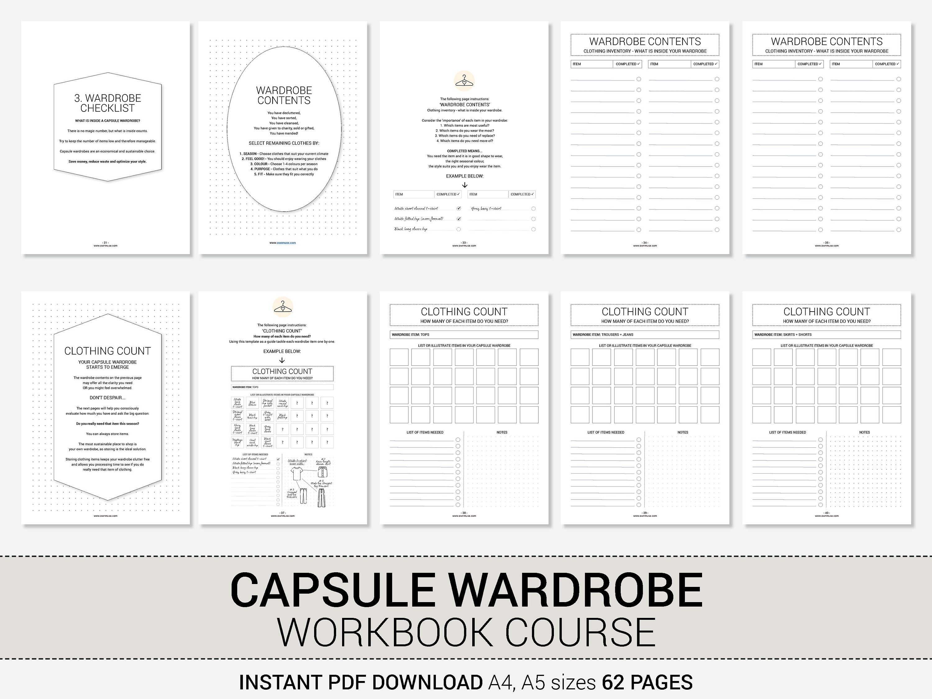 Simplify Your Style - Capsule Wardrobe Course Workbook - Closet ...