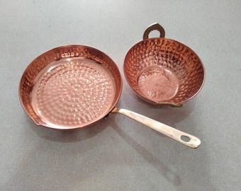 Pure Copper Fry Pan & Kadai Wok Set: Artisan Stir-Fry Cookware
