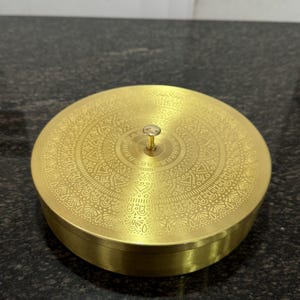 Pure Brass Spice Box Masala Dabba, Vintage Style Indian Kitchen Storage for Spices, Great Cooking Tool & Gift Idea