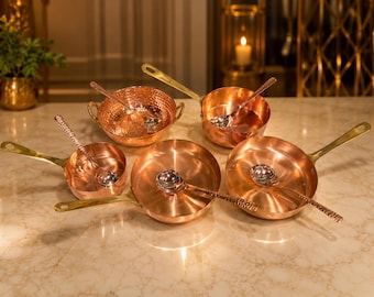 Handmade  Pure Copper Cookware Set Handcrafted Decorative Items for Home & Gift