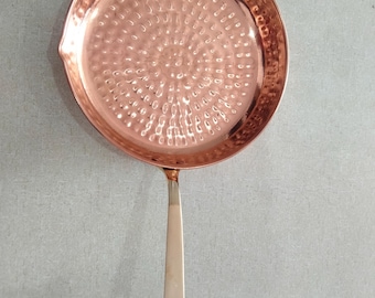Handmade Indian Copper Fry Pan: Hammered Tadka Pan (1000 ml)