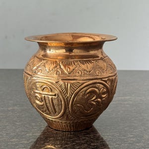Pure Copper Kalash Lota, Elegant Handmade Pooja Accessory for Puja Ceremony, Perfect Gift for Devotional Occasions