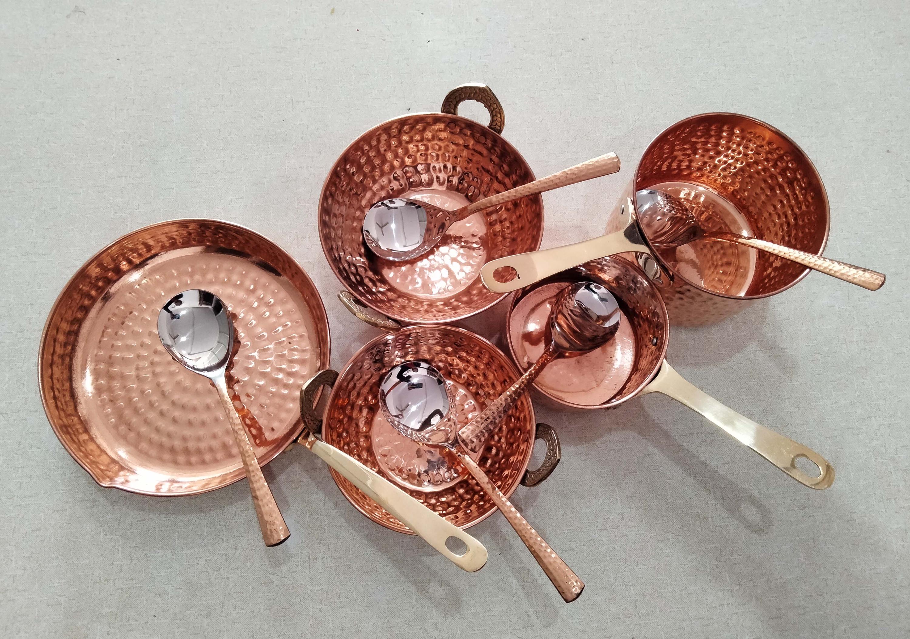 Handmade Pure Copper Kadai Wok Fry Pan: Artisan Indian Cookware
