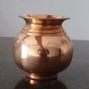 Pure Copper Kalash Lota, Elegant Handmade Pooja Accessory for Puja Ceremony, Perfect Gift for Devotional Occasions