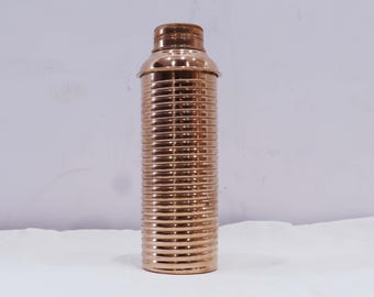 Indian Handmade Pure Copper Water Bottle, Premium Natural Metal Drinkware, Great for Home, Office, and Unique Gift Idea Christmas Gift 24 Oz