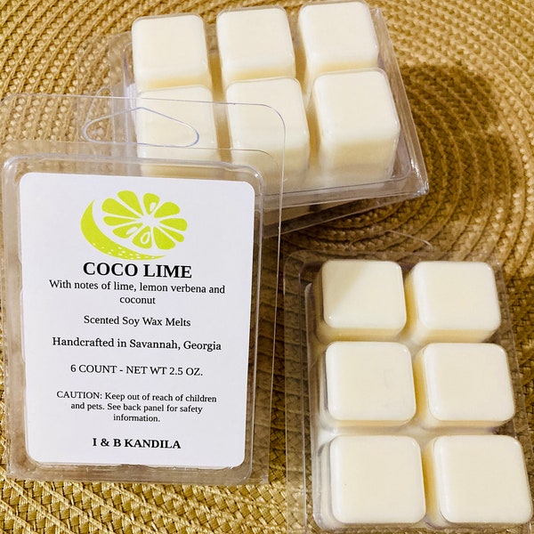 Coco Lime Wax Melts | Scented Soy Wax Melts | 100% Soy Wax  Melts | Phthalate Free | All Natural & Non-Toxic | 6 count - 2.5 oz. | 6 cubes