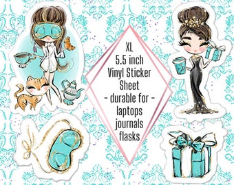 Audrey XL Vinyl Sticker Sheet, Vinyl Stickers, Laptop Stickers, Water Bottle Sticker, Audrey Hepburn Fan, Flask, Journal Stickers, Decal